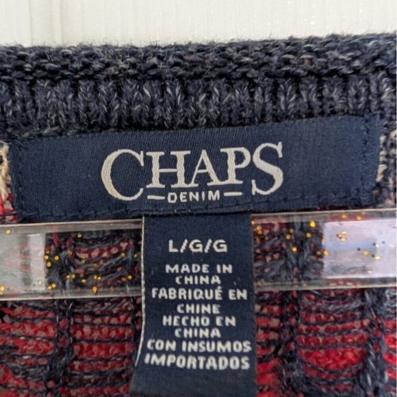 Chaps Aztec Southwestern Sweater Womens Size Large Blue Western Long Sleeve - Picture 7 of 12